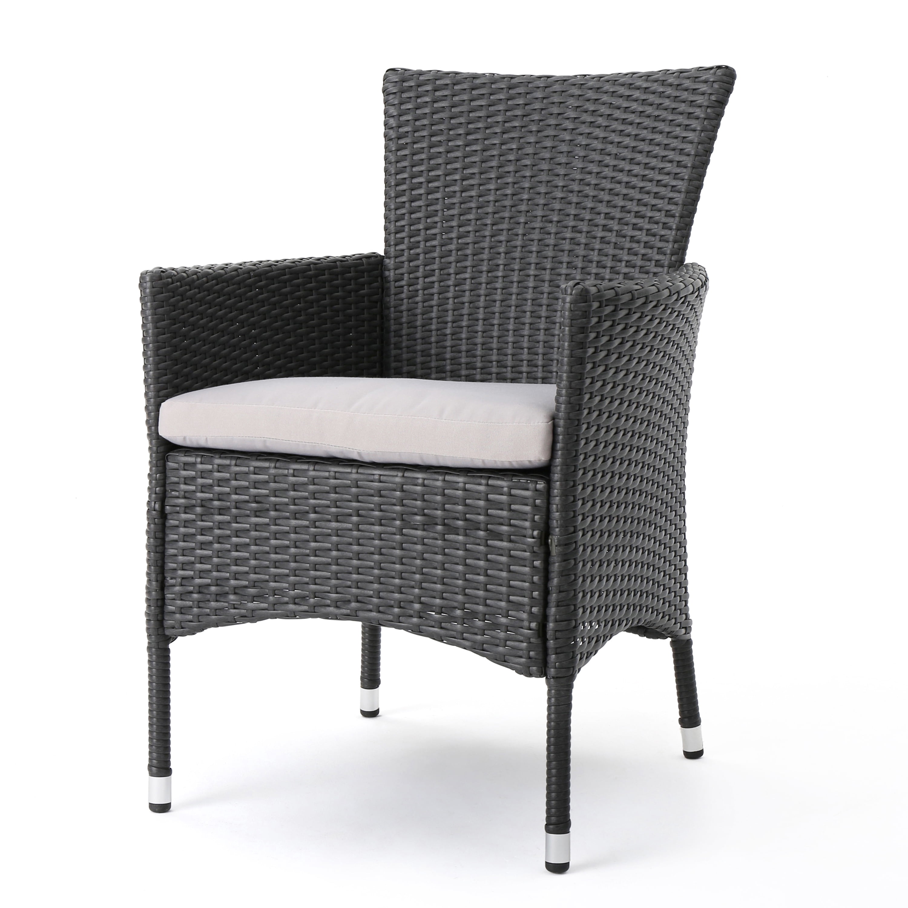 Outdoor Stainless Steel Frame Dining Chair Set of 2, Stable Leisure Seats for Patio Garden, Silver