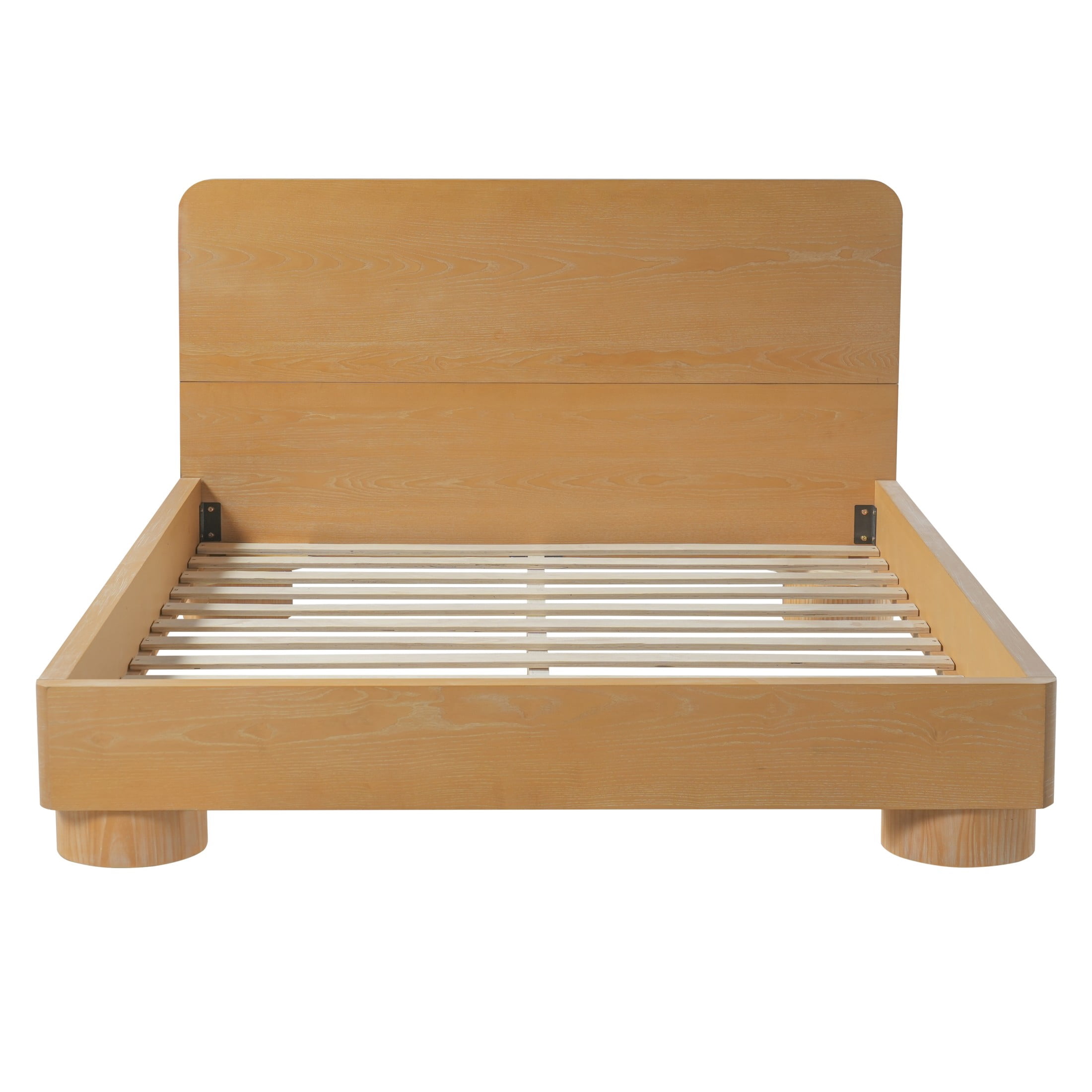 Christopher Knight Home Queen Modern Platform Bed with Rounded Headboard, Wood Frame, Natural Finish