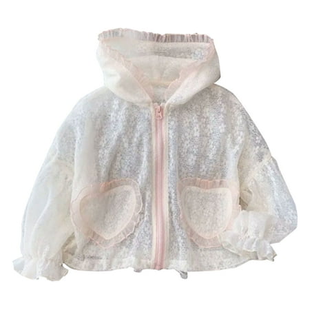 

Summer Lovely Hooded Long Sleeve Lace Toddlers Girls Baby Fashion Sweet Lovely Sunscreen Clothes Child Clothing Streetwear Kids Dailywear Outwear