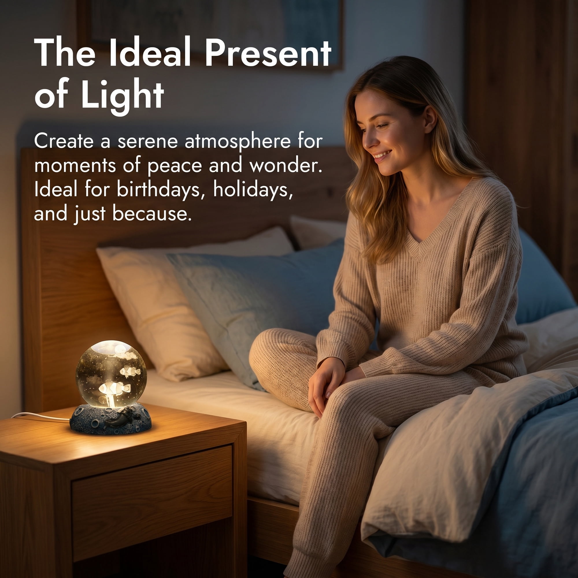 Unique Bargains Glowing Crystal Ball 3D Glass Ornament with LED Light Base Beige Style E