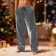 thumbnail image 3 of Havenre Mens Plush Warm Pajama Pants, Drawstring Elastic Waist Fluffy Soft Fleece Sleep Pant with Pockets Loose Comfy Lounge Pj Bottoms for Men Gray XXL, 3 of 10
