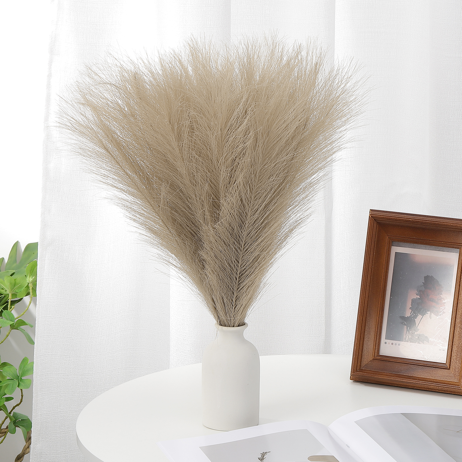 Uxcell 24" Pampas Grass Decor 30Pcs Artificial Pampas Grass Bulk Fluffy Faux Pampas Grass Small Dried Brown