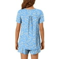 thumbnail image 4 of Qepwscx 2 Piece Women's Pajamas Sets Summer Crew Neck Short Sleeve Sleepwear Pjs + Elastic Waist Short Lightweight Floral Print Tops PJs Graphic Pajama Sets Going Out Outfits Loungewear M-XXX, 4 of 6