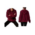 thumbnail image 3 of Jacket Women Oversized Zip Up Fall Jackets Winter Coats Faux Fur Warm Outwear 2025 Fashion Clothing Wine Red M, 3 of 6