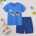 thumbnail image 2 of TOWED22 Toddler Boy Outfits Dinosaur Graphic Print Crewneck Short Sleeve Tee Top Casual Shorts 2 Pieces Summer Clothes(Blue,3-4 Y), 2 of 9