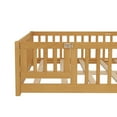 thumbnail image 3 of Montessori Bed with Rails, Queen Size Floor Bed with Door & Slats Support, Wood Playhouse Bed with Fence, No Box Spring Needed,Natural, 3 of 8