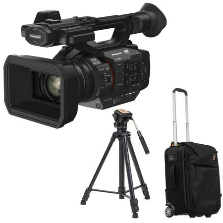 Panasonic HC-X2 4K UHD 1 Sensor Professional Camcorder Bundle with 3-Section Aluminum Video Tripod and Roller Bag