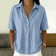 thumbnail image 2 of Half Sleeve Tops for Women V Neck T Shirt 2026 Pullover Lightweight Breathable Comfy Soft Loose Fit Casual Daily Wear Tops by Yigetop Light blue 3XL, 2 of 5