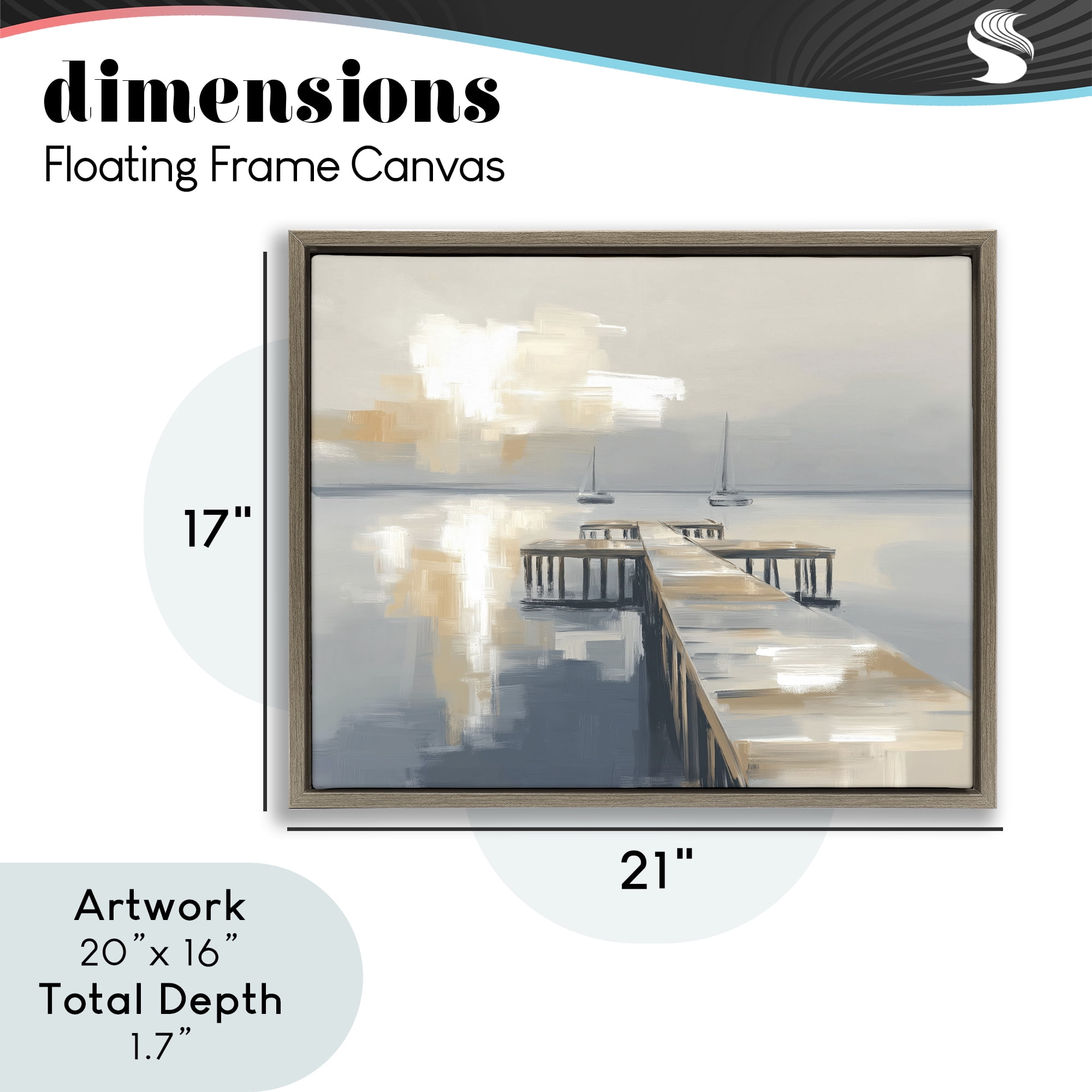 Stupell Industries Pier with Two Boats Seascape Brown Framed Floater Canvas Wall Art, design by Kim Curinga