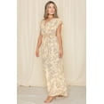 thumbnail image 6 of Pastel Yellow Floral Line Drawing Flutter Sleeve Surplice Maxi Dress with Sash, 6 of 9