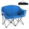 thumbnail image 1 of Costway Double Duo Camping Chair with Armrests Cup Holders Carry Bag Heavy Duty Lawn Chair Blue, 1 of 10