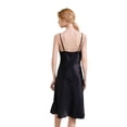 thumbnail image 5 of Defitshape Women's Satin Nightgown Cowl Neck Chemise Midi Sleep Dress Backless Lace High Slit Night Dress Silky Cami Soft Summer Silk Sleepwear Black X-Large, 5 of 5