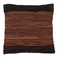 thumbnail image 1 of SARO LIFESTYLE Collection Chindi Design Throw Pillow in Two-Tone Leather with Down Filling, 18", Coffee, 1 of 3