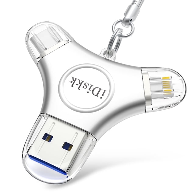iDiskk Unidad Flash MFi Certificada 256GB USB 3.0 para iPhone, Memoria Externa 3 en 1 Photostick para iPhone, OTG Android Phone, PC
