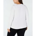 thumbnail image 3 of I.N.C Womens Ribbed Basic T-Shirt, White, Plus Size, 2X, 3 of 6