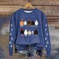 thumbnail image 2 of Rbaofujie Chandails pour Femmes Mode Tendance Femmes Décontracté Imprimé Col Rond Manches Longues Haut Chandails en Molleton Amples Bleu Automne Chandails à Capuchon pour Femmes, 2 of 3