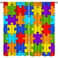 thumbnail image 1 of Puzzle Kitchen Curtains, Colorful Puzzle Pieces Fractal Children Hobby Activity Leisure Toys Cartoon Image, Window Drapes Set 2 Panels,42x45 Inches, 1 of 8