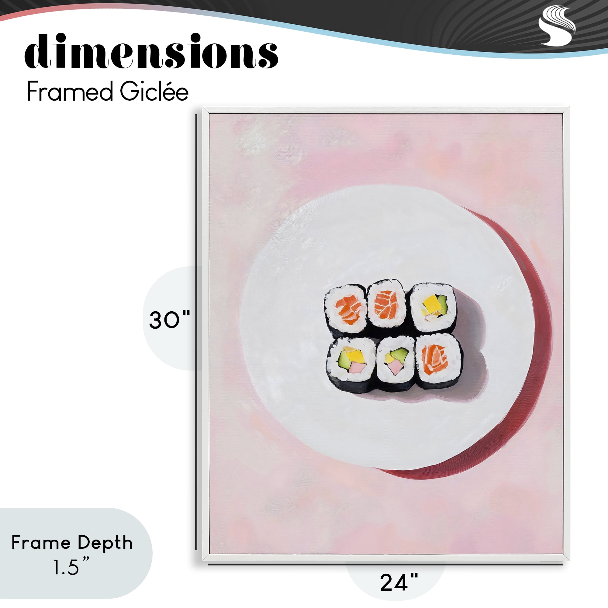 Stupell Industries Sushi Rolls on Plate White Framed Giclee Art, design by The Prints Vibe