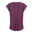 thumbnail image 5 of Femmes Tops Mode Solide Couleur Cap Manches V Cou Décontracté en Vrac Manches Courtes T-Shirt Top Armée Vert L, 5 of 5