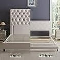 thumbnail image 4 of Merluxy King Bed Frame with 59.1" Sleigh Headboard,Velvet Upholstered,No Box Spring Needed,Cream, 4 of 11