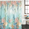 thumbnail image 2 of Ocean Starfish Seaweed Shower Curtain, Waterproof Shower Curtains for Bathroom, Summer Coastal Beach Shell Coral Teal Washable Fabric Bathtub Curtain Set Bath Decor with 12 Hooks 48"x72", 2 of 8