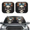thumbnail image 2 of Cauagu Bow Flower Skull Cauagu {designName} Print Foldable Car Windshield Sun Shade | Front Windshield Shade for Sun | Fits Small Sedans, Mini SUVs, Hatchbacks-Small, 2 of 6