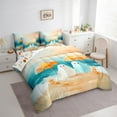 thumbnail image 4 of Manfei Funny Cute Ghost Twin Bedding Sets 7-Piece for Kid, Teal Orange Artwork Bedding Comforter Set, Marine Ocean Theme Reversible Sheet Sets, Lightweight Room Decor, 4 of 8