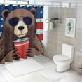 thumbnail image 7 of Autua Bear Sunglasses American Flag Bathroom Shower Curtain Set with Hooks 69"x72, 7 of 7