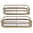 thumbnail image 3 of Maklaine Coastal Metal & Rope Trays in Brushed Gold and Natural (Set of 2), 3 of 6