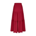thumbnail image 6 of Kilaqueen Long Flowy Skirts for Women Elastic Waist Summer Skirt Maxi Boho Beach Skirt Ruffle Pleated Tiered A Line Skirt Casual Button Front Skirt, 6 of 8