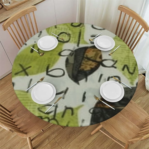 Round Fitted Tablecloths, Polyester Decorative Table Clothes