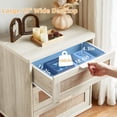 thumbnail image 5 of 2 Pack Leyaoyao Boho 3-Drawer Dresser, Rattan Nightstand & End Table, Modern Chest of Drawers for Bedroom, Living Room, Hallway, Grey White, 5 of 9