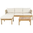 thumbnail image 2 of Christopher Knight Home 3-Piece Outdoor Sectional Sofa Set, Rope Weave Wood Frame, Beige Cushion, 2 of 13