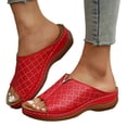 thumbnail image 3 of eczipvz Walking Shoes Women Ladies Fashion Summer Rhinestone Decorative Pullover Toe Buckle Flat Sandals,Red, 3 of 5