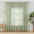 thumbnail image 3 of Curtainking Sheer Curtains for Living Room Embroidered Leaf Window Curtains 96 inch Length light Filtering Drapes Bedroom Rod Pocket 2 Panels Sage, 3 of 8