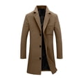 thumbnail image 2 of SHENGXINY Women's Mid Length Notched Lapel Pea Coat Single Breasted Trench Coat Texture Fall Winter Warm Overcoat Clothes Bronze 2XL, 2 of 8