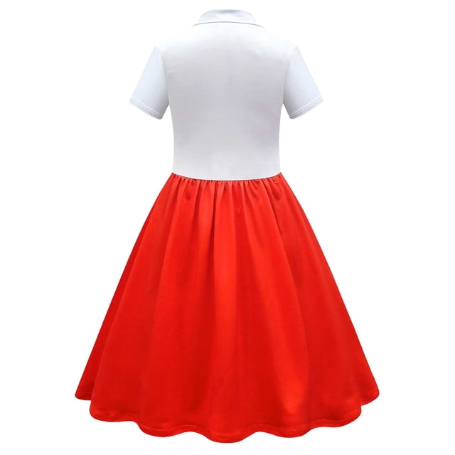 PMVFHDE Robes Filles - Robe Caniche des Années 1950 pour Enfants Classique Chaussette Hop Tenue de Fête Intemporelle Rouge, 7-9 Ans