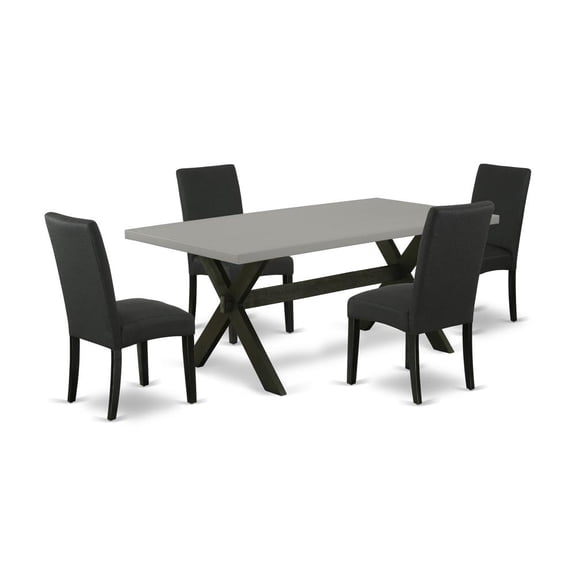 East West Furniture X-Style 5-piece Wood Dinette Table Set in Black
