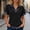 Black, variant on Women's Short Sleeve Top 2026 Trendy Patchwork Button Lapel Collar V-Beck Pullover Shirts Business Dressy Spring Fashion Outfits Clothes