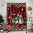 thumbnail image 7 of Shower Curtain 72"W x 96"L Christmas Snowman Poinsettia Snowflakes Plaid Fabric Shower Curtains Set with Hooks Water Repellent Bathroom Curtains Machine Washable Bathroom Accessories, 7 of 7
