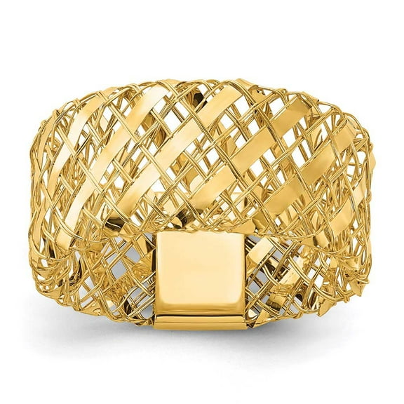14k Gold Polished Woven Stretch Ring