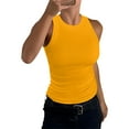 thumbnail image 2 of JoveMarine Women's Sleeveless Tank Top Solid Color Round Neck Tight Fit Camisole Summer Sexy Vest for Daily Wear Orange L, 2 of 6