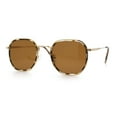 thumbnail image 5 of Double Rim Octagonal Classical Metal Rim Rectangular Hipster Sunglasses Gold Tortoise - Brown, 5 of 7