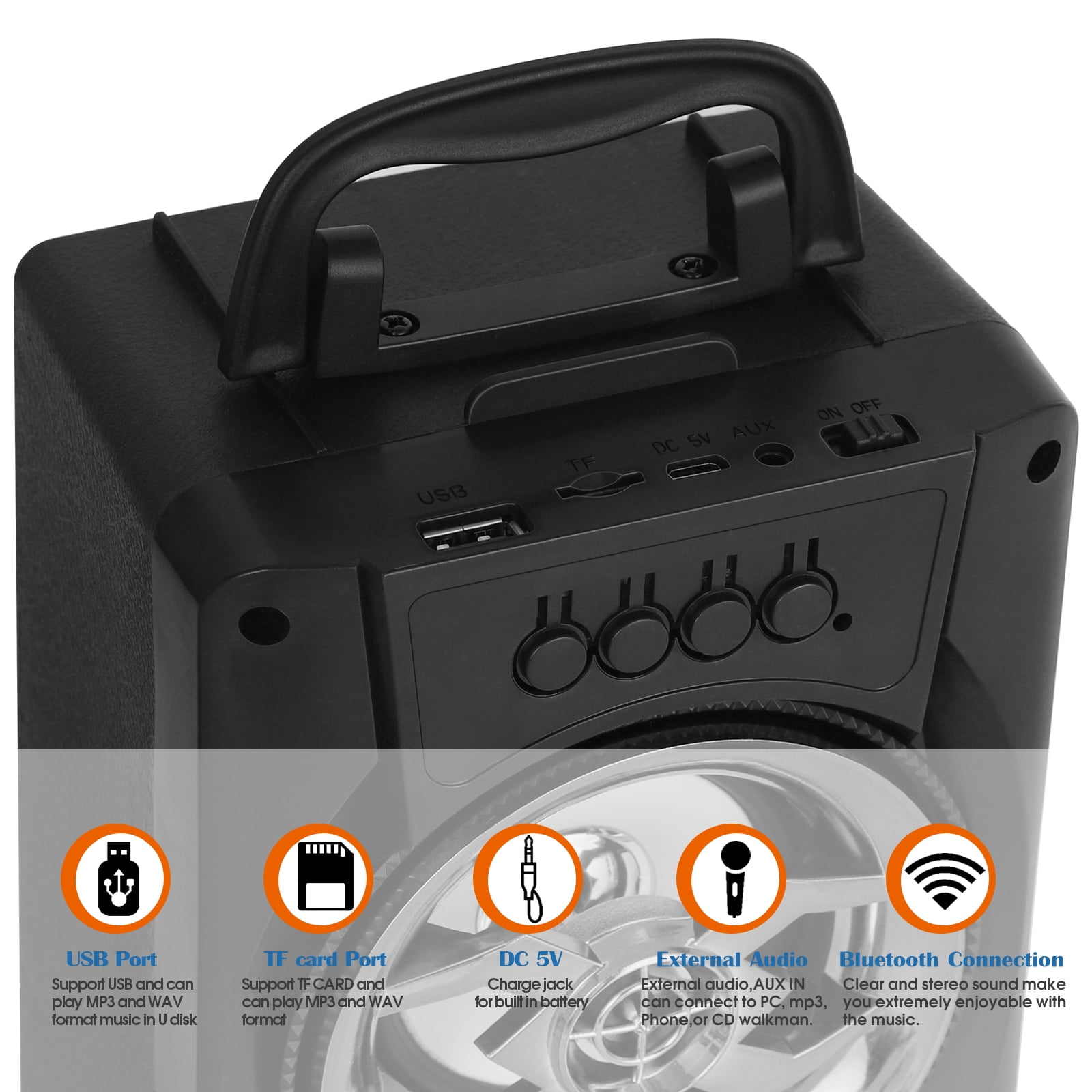 Oumilen Portable Bluetooth Speakers, Black, ON-SP-11-wm