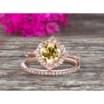 thumbnail image 4 of 2.55 Carat 7mm Cushion Cut Champagne Diamond Moissanite Wedding Set Bridal Engagement Ring On 10k Rose Gold Vintage Art Deco Antique Flower Halo Design, 4 of 6