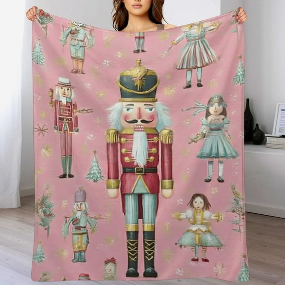 RKSupls Christmas Throw Blanket,Soft Warm Fannel Ballet Nutcracker Blankets Gift for Home Bed Sofa Couch Decor,40x50 in(Pink)