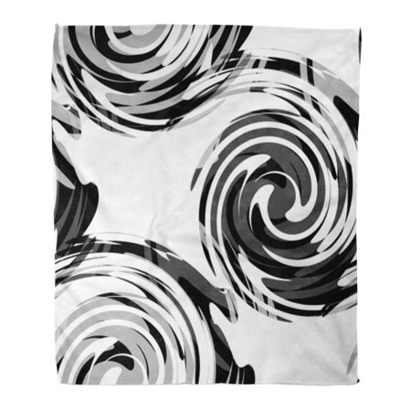 SIDONKU Throw Blanket Warm Cozy Print Flannel Colorful Line Retro Black Gray White Pattern Waves and Swirls Rainbow Comfortable Soft for Bed Sofa and Couch 58x80 Inches