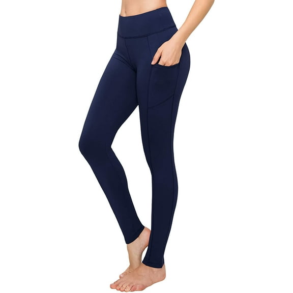Satina High Waisted Leggings with Pockets Super Soft | Reg & Plus Size (Plus Size, Navy)