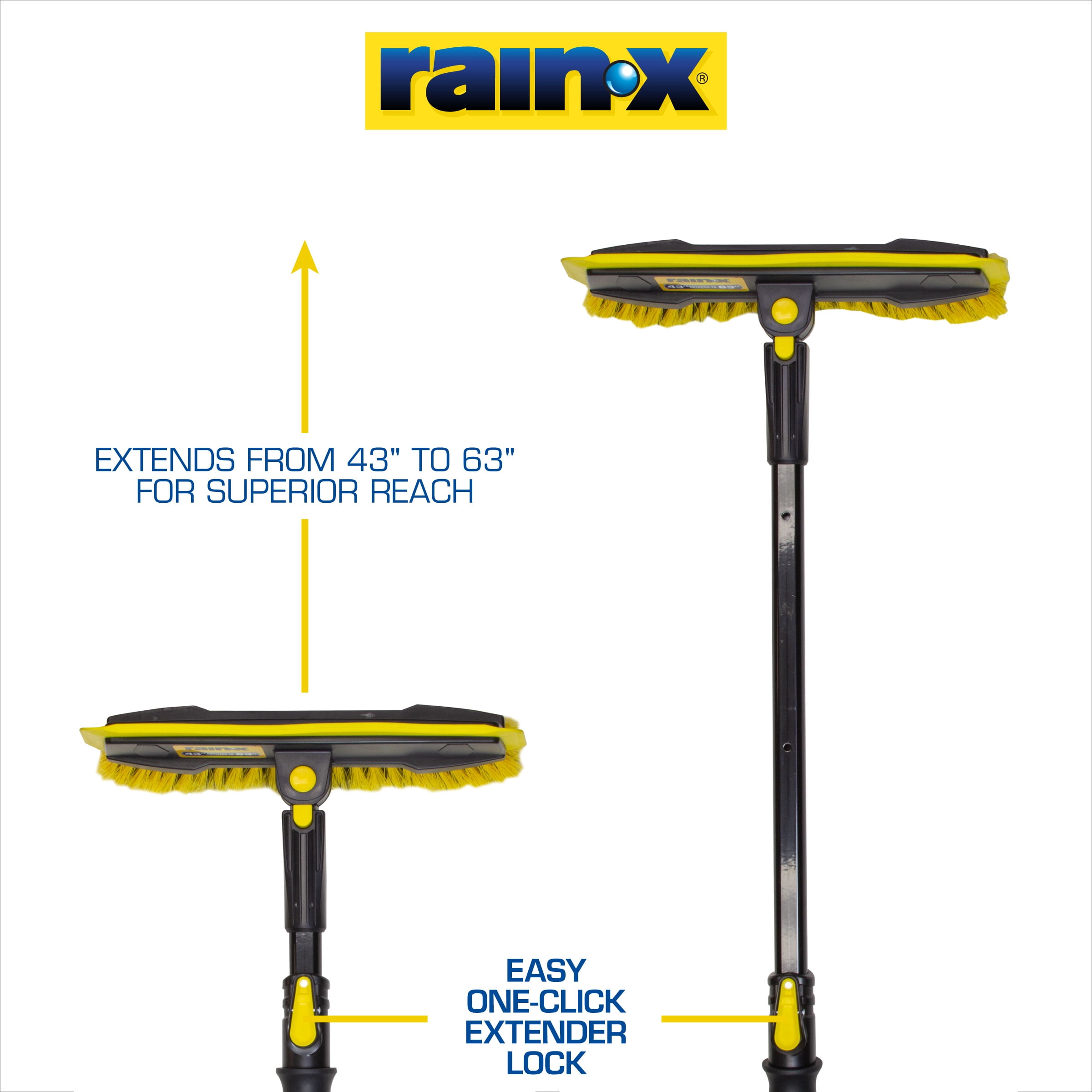 (4 pack) Rain-X 63" Extendable Car Snow Broom and Ice Scraper Tool, Black and Yellow, Size 36", 1 Pack, 1220141063X