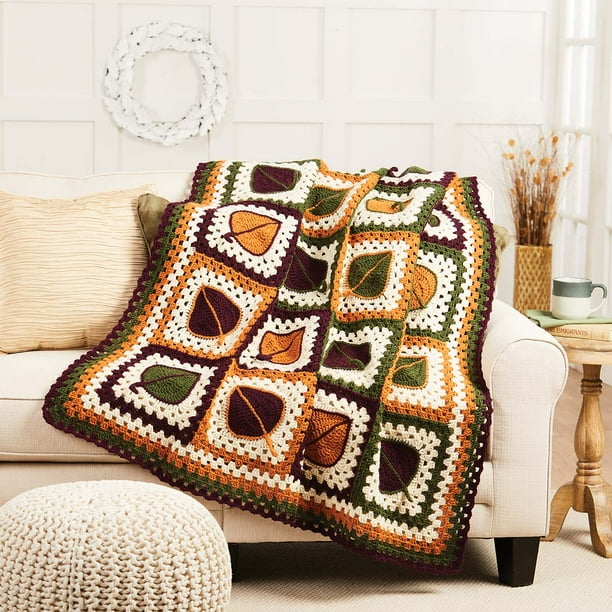 Herrschners® Autumn Squares Afghan Crochet Kit